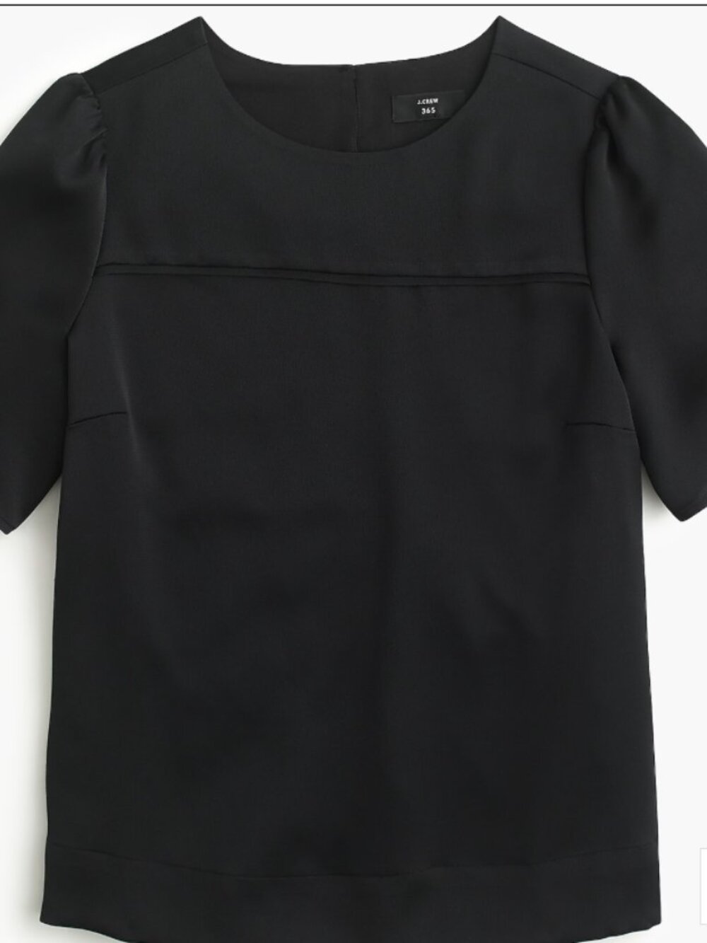 J. Crew 365 Hammered Satin Top Black Crew Neck Short Sleeves Women's Size 6 EUC